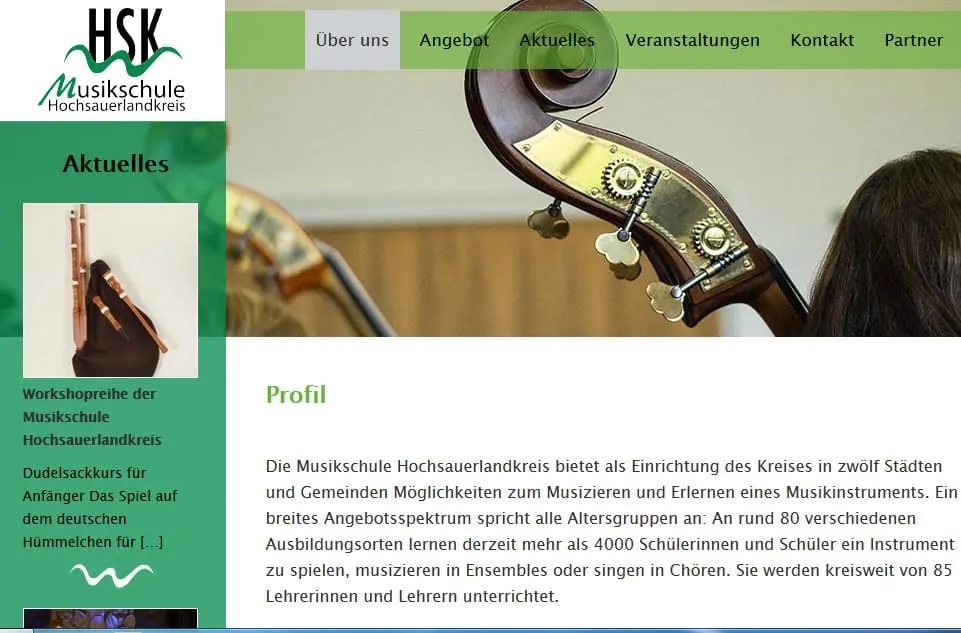 Webauftritt der Musikschule des Hochsauerlandkreises