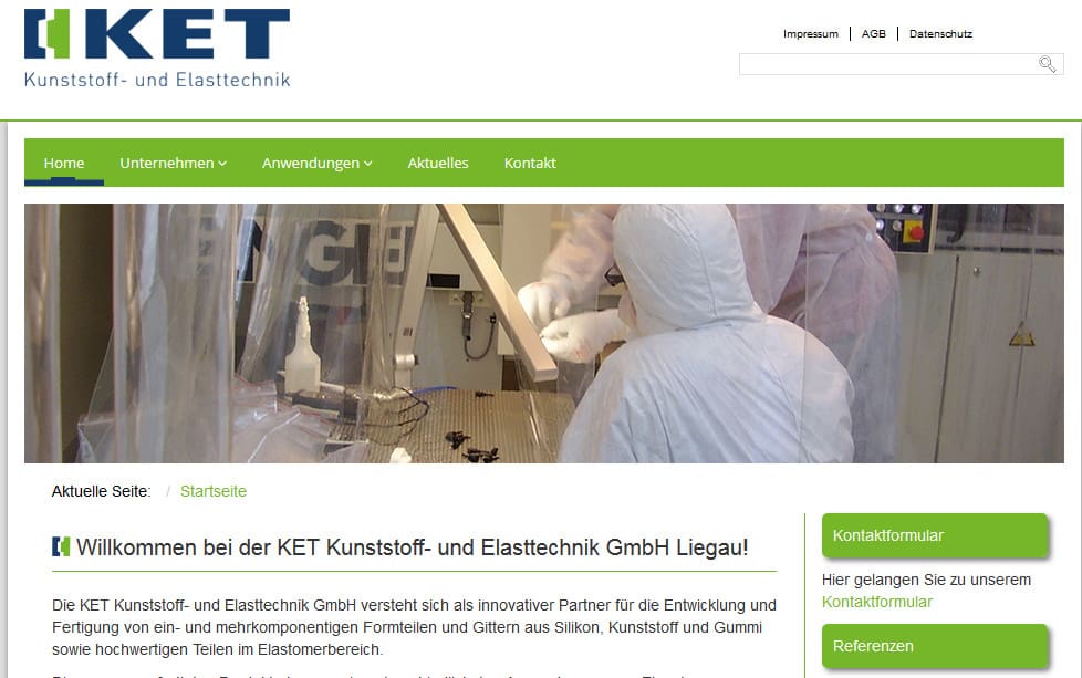 Die neue suchmaschinenoptimierte Webseite der KET GmbH.