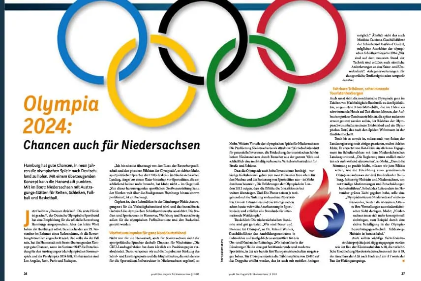 Norddeutschland ist gerüstet für die Olympiade 2024. Auch Niedersachsen ist mit einigen Spielstätten dabei.