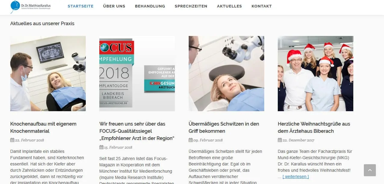 News-Beiträge für den Mund-, Kiefer- und Gesichtschirurgen Dr. Karallus aus Biberach.